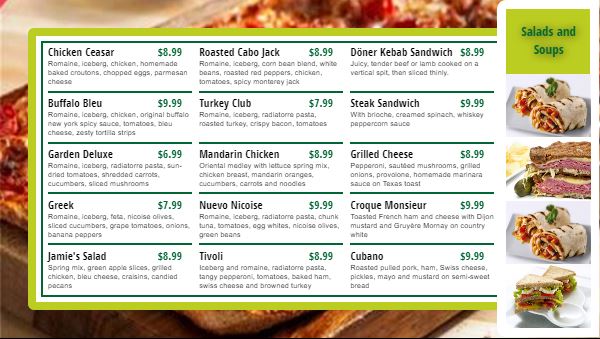 Digital Menu Board - 15 Items in Green color