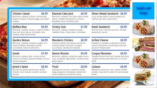 Digital Menu Board - 15 Items in Blue color