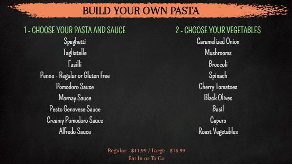 Build Your Own Menu - 2 Columns