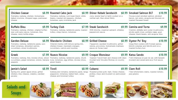 Digital Menu Board - 20 Items in Green color