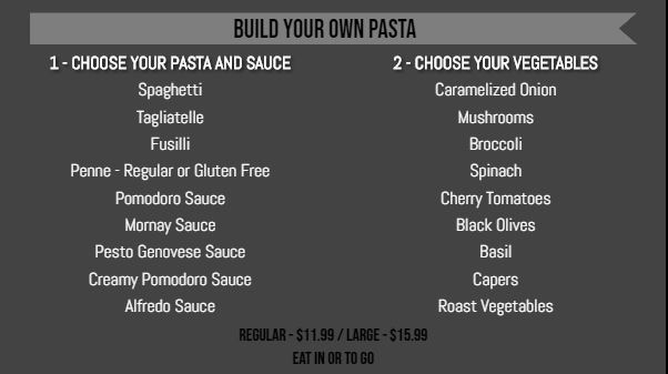 Build Your Own Menu - 20 Items in Black color