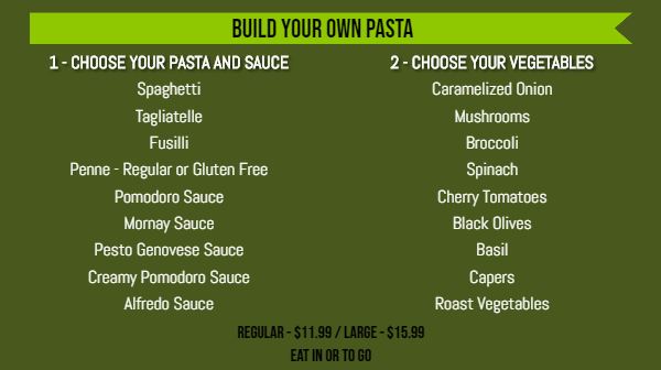 Build Your Own Menu - 20 Items in Green color