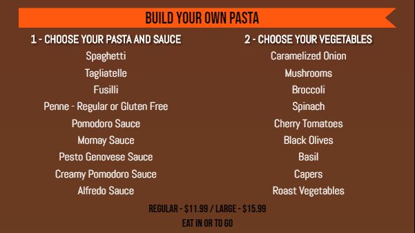 Build Your Own Menu - 20 Items in Orange color