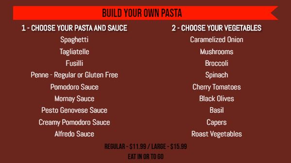 Build Your Own Menu - 20 Items in Red color