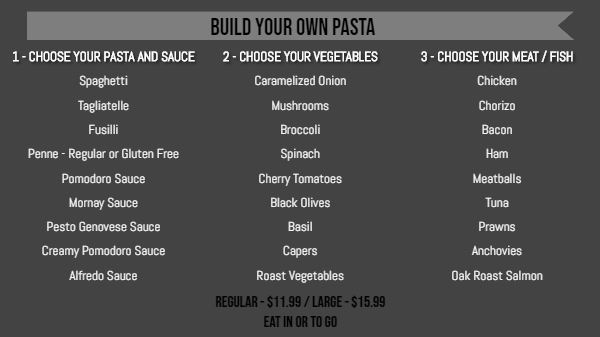 Build Your Own Menu - 30 Items in Black color