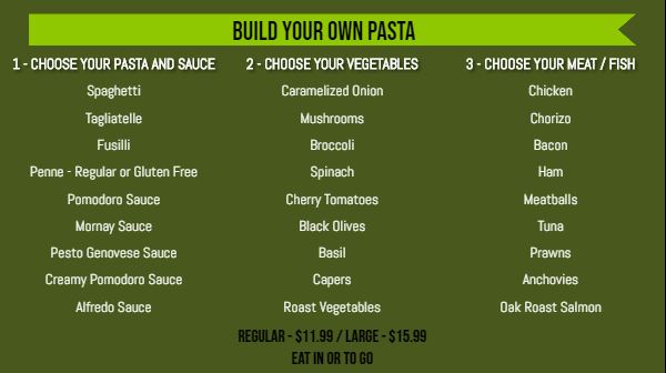 Build Your Own Menu - 30 Items in Green color