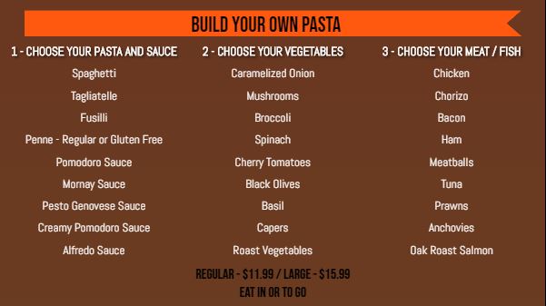 Build Your Own Menu - 30 Items in Orange color