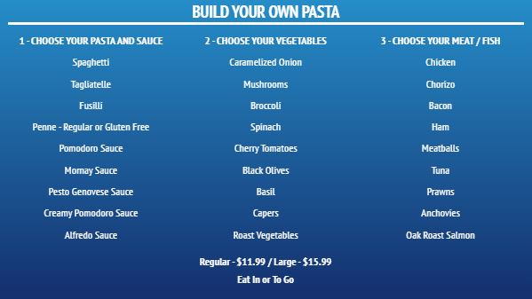 Build Your Own Menu - Elegant - 30 Items in Blue color