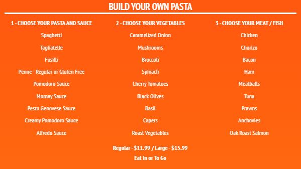 Build Your Own Menu - Elegant - 30 Items in Orange color