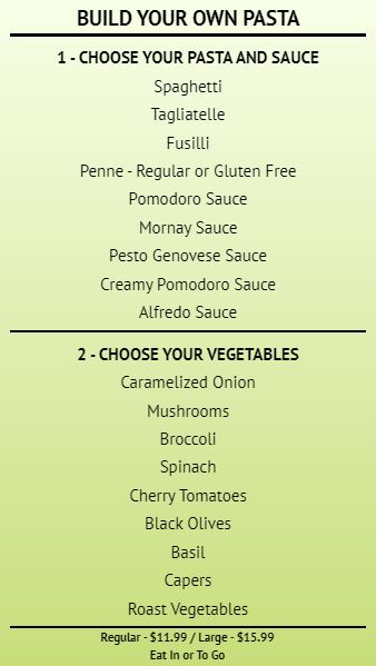 Build Your Own - Menu Board - 20 Items in Green color