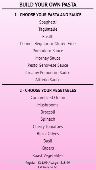 Build Your Own - Menu Board - 20 Items in Pink color