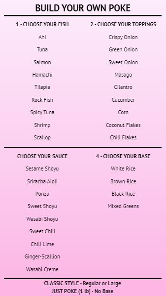 Build Your Own - Menu Board - 40 Items in Pink color