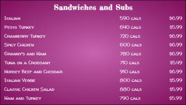 Chalk Board Menu - 10 Items in Purple color