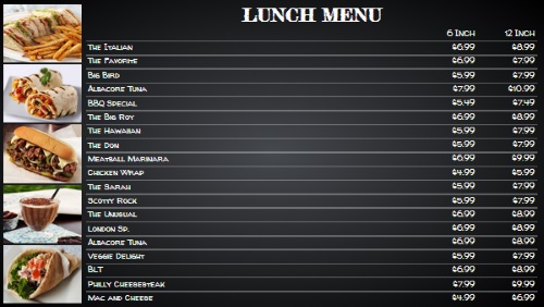 Digital Signage Template for Chalk Board Menu - 20 Items with 2 Price Levels