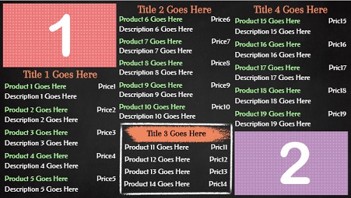 Digital Signage Template for Chalkboard Menu Board - 19 Items