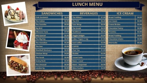 Coffee Shop / Cafe Menu - 38 Items in Blue color