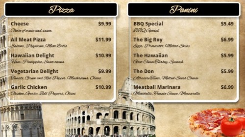 Italian Restaurant Menu Board - 10 Items in Black color