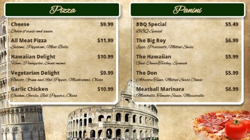 Italian Restaurant Menu Board - 10 Items in Green color