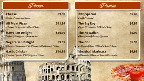 Italian Restaurant Menu Board - 10 Items in Orange color