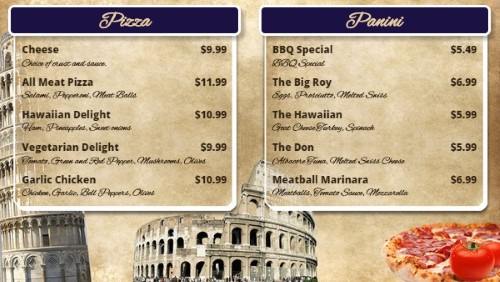 Italian Restaurant Menu Board - 10 Items in Purple color