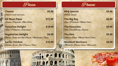 Italian Restaurant Menu Board - 10 Items in Red color