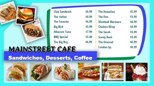 Juice / Drinks Bar Menu - 15 Items in Green color