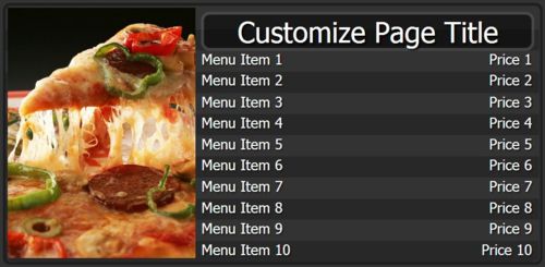 Digital Signage Template for Digital Menu Board - 10 Items