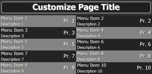 Digital Menu Board - 10 Items in Black color