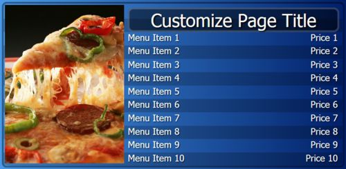 Digital Menu Board - 10 Items in Blue color