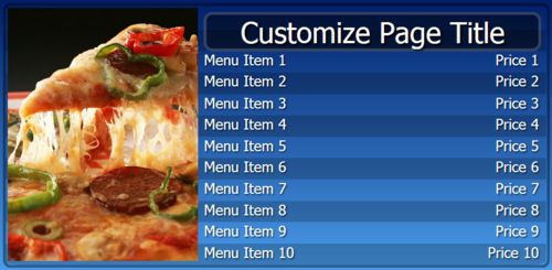 Digital Menu Board - 10 Items in Blue color