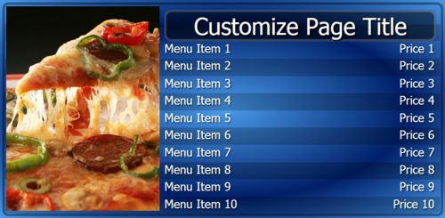 Digital Menu Board - 10 Items in Blue color