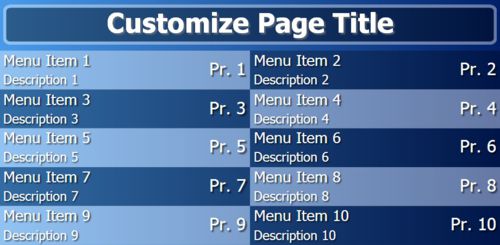 Digital Menu Board - 10 Items in Blue color