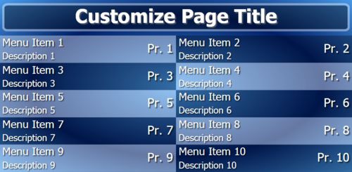 Digital Menu Board - 10 Items in Blue color