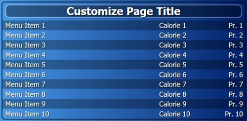 Digital Menu Board - 10 Items in Blue color