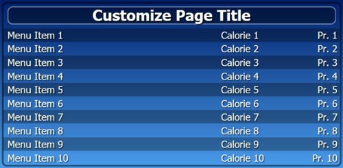 Digital Menu Board - 10 Items in Blue color