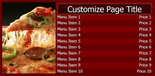 Digital Menu Board - 10 Items in Maroon color