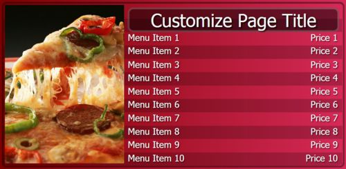 Digital Menu Board - 10 Items in Maroon color