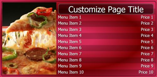 Digital Menu Board - 10 Items in Maroon color