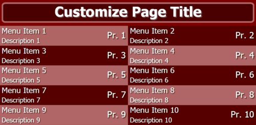 Digital Menu Board - 10 Items in Maroon color