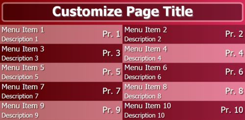 Digital Menu Board - 10 Items in Maroon color