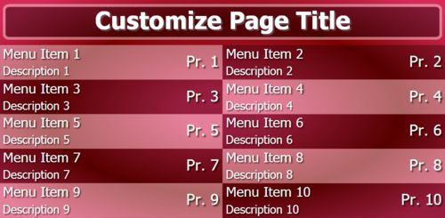 Digital Menu Board - 10 Items in Maroon color