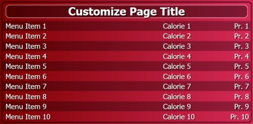 Digital Menu Board - 10 Items in Maroon color