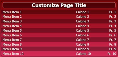 Digital Menu Board - 10 Items in Maroon color