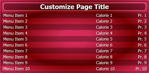 Digital Menu Board - 10 Items in Maroon color