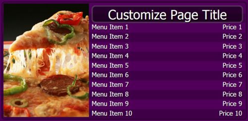 Digital Menu Board - 10 Items in Purple color