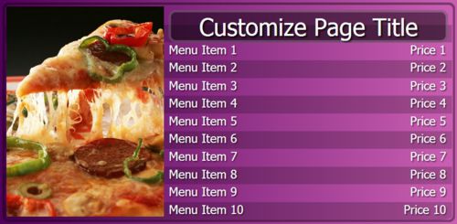 Digital Menu Board - 10 Items in Purple color