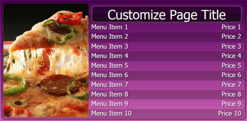 Digital Menu Board - 10 Items in Purple color