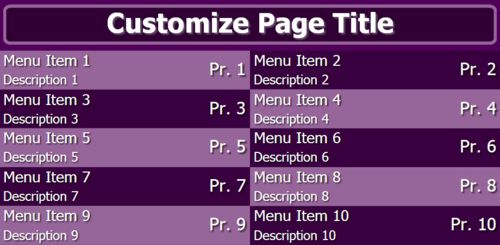 Digital Menu Board - 10 Items in Purple color