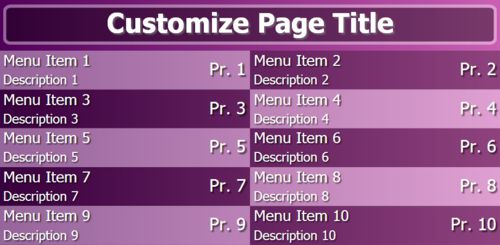 Digital Menu Board - 10 Items in Purple color