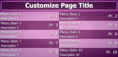 Digital Menu Board - 10 Items in Purple color